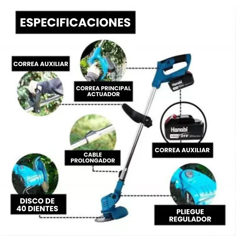 Cortadora de Cesped TurboBlade™ Inalambrica [+2 BATERÍAS RECARGABLES]
