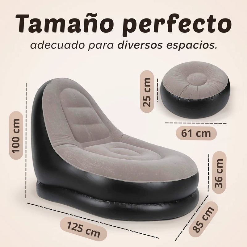 COMBO 3 EN 1 SOFÁ INFLABLE PREMIUM+ SILLON INFLABLE + INFLADOR MANUAL COMO REGALO