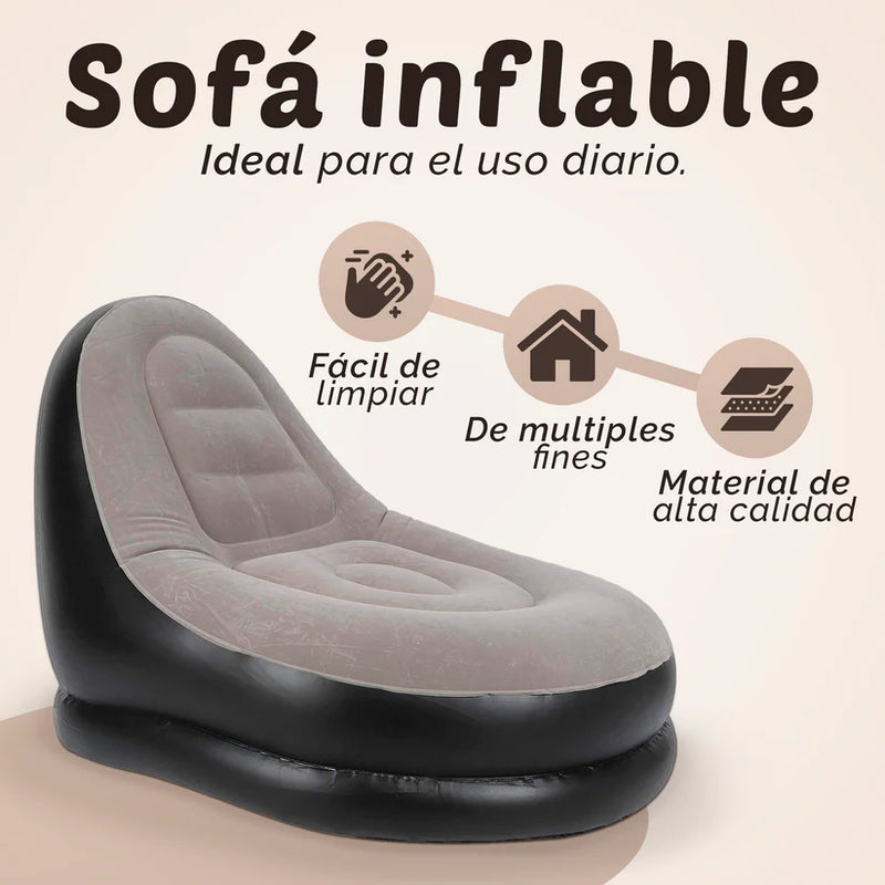 COMBO 3 EN 1 SOFÁ INFLABLE PREMIUM+ SILLON INFLABLE + INFLADOR MANUAL COMO REGALO