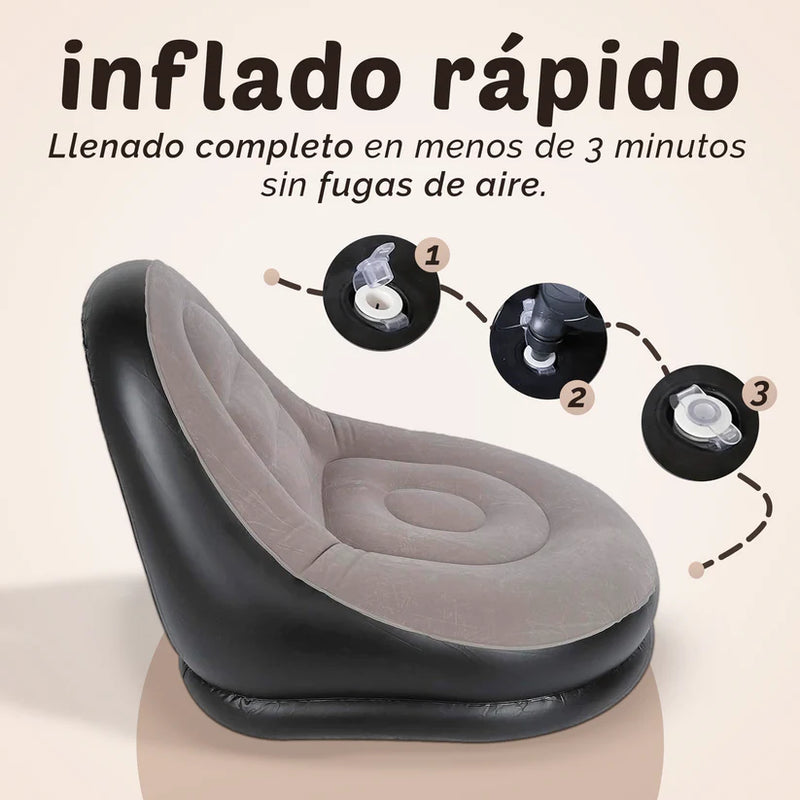 COMBO 3 EN 1 SOFÁ INFLABLE PREMIUM+ SILLON INFLABLE + INFLADOR MANUAL COMO REGALO